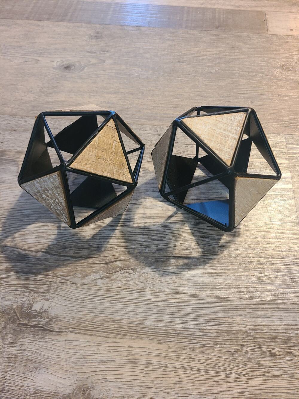 Unknown brand pair of geometric black metal sphere home decor